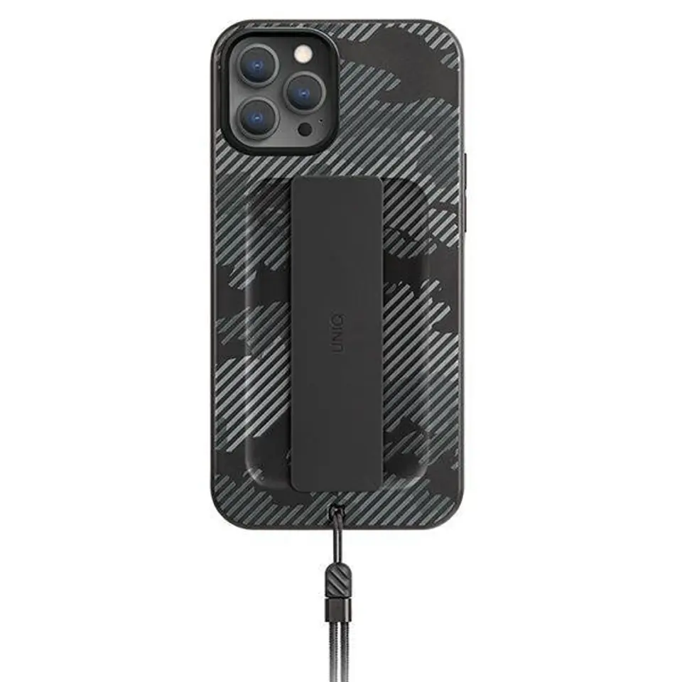 ⁨UNIQ etui Heldro iPhone 12/12 Pro 6,1" czarny moro/charcoal camo Antimicrobial⁩ w sklepie Wasserman.eu