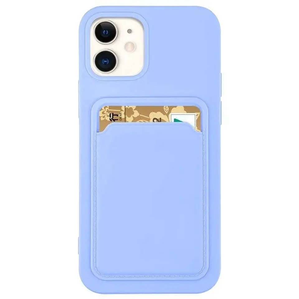 ⁨Card Case silikonowe etui portfel z kieszonką na kartę dokumenty do Samsung Galaxy A22 4G fioletowy⁩ w sklepie Wasserman.eu