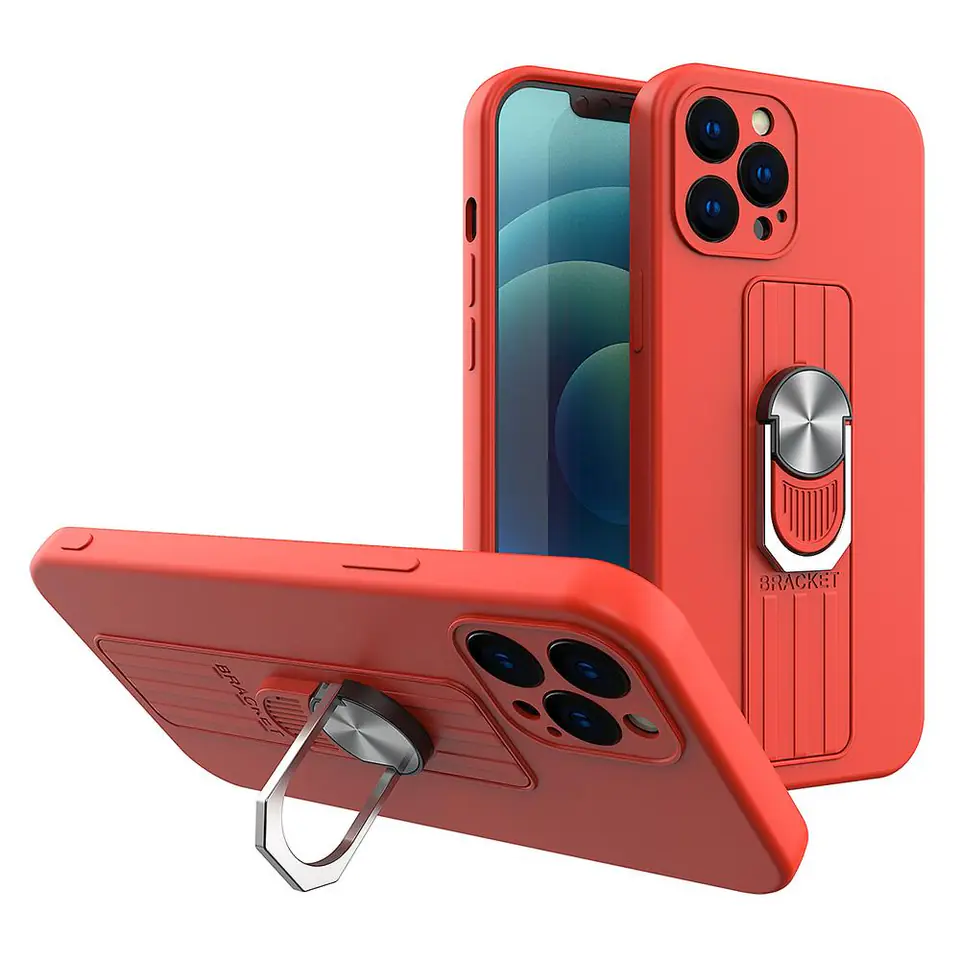 Ring Case silikonowe etui z uchwytem na palec i podstawką do iPhone XS Max czerwony w sklepie Wasserman.eu