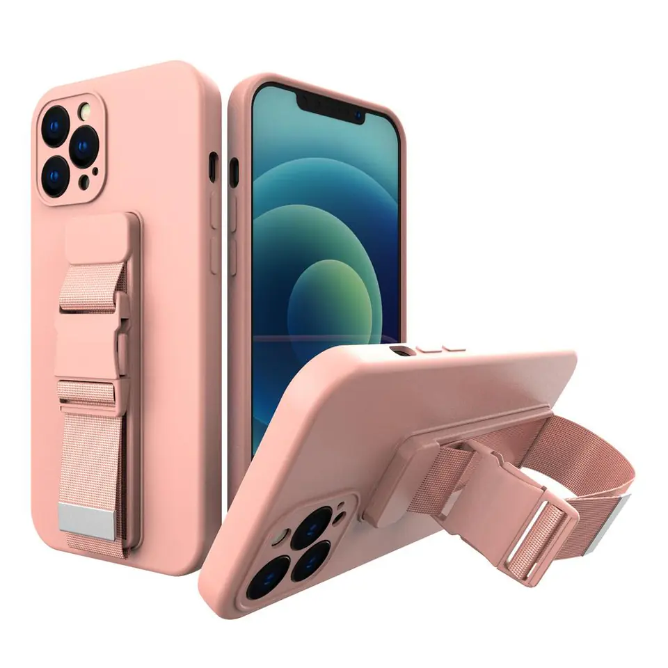 Rope case żelowe etui ze smyczą łańcuszkiem torebka smycz iPhone XS Max różowy w sklepie Wasserman.eu
