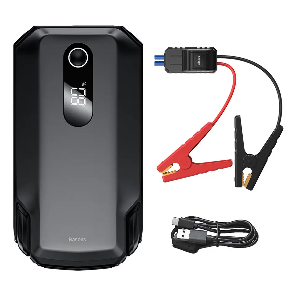 ⁨Baseus powerbank Power Starter Jump Starter urządzenie rozruchowe booster 2000mAh 12V (2000A / 1000A) + kable krokodylki czarny (CGNL020001)⁩ w sklepie Wasserman.eu