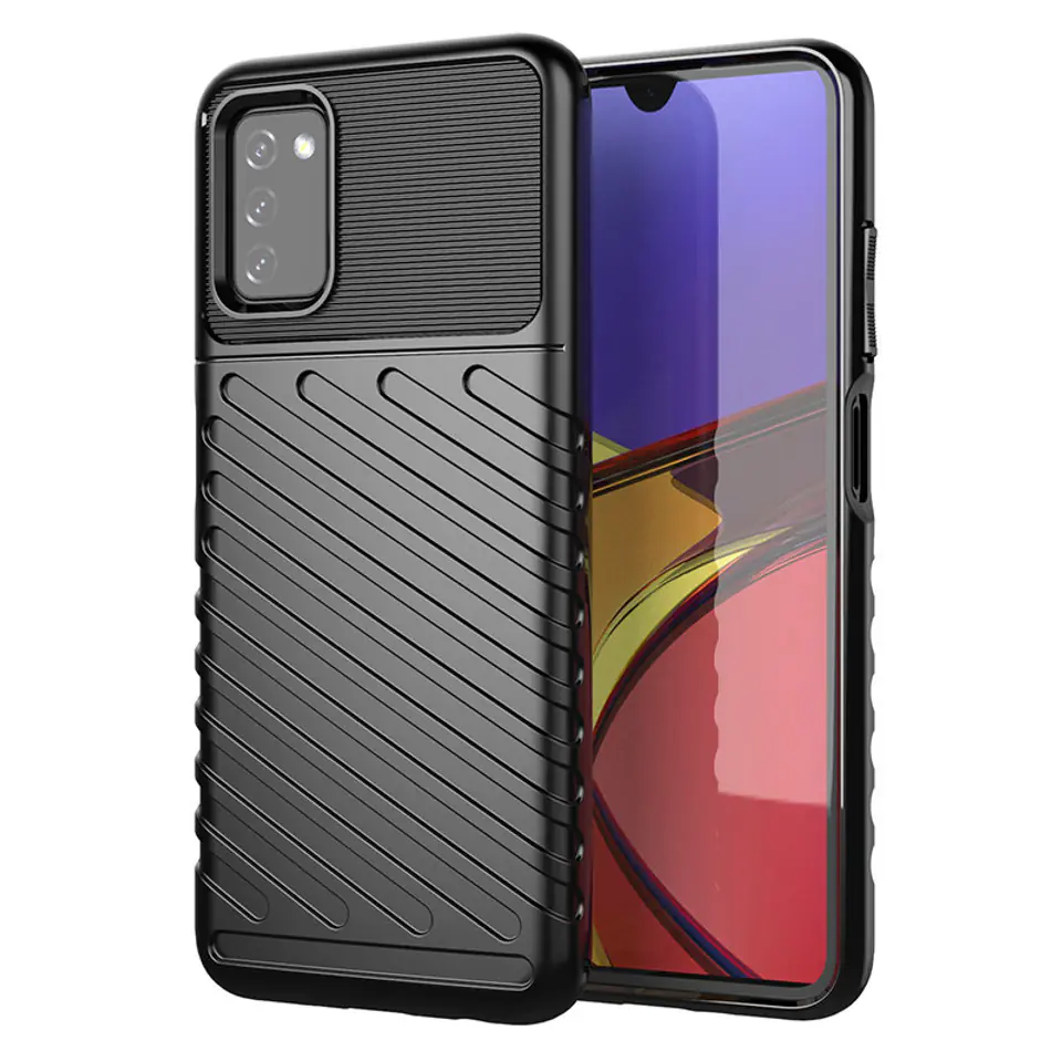 ⁨Thunder Case elastyczne pancerne etui pokrowiec Samsung Galaxy A03s czarny⁩ w sklepie Wasserman.eu