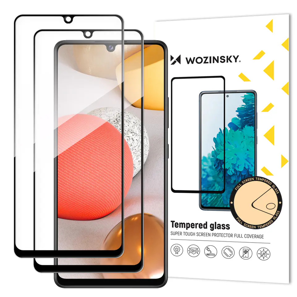 ⁨Wozinsky zestaw 2x super wytrzymałe szkło hartowane Full Glue na cały ekran z ramką Case Friendly Samsung Galaxy A42 5G czarny⁩ w sklepie Wasserman.eu