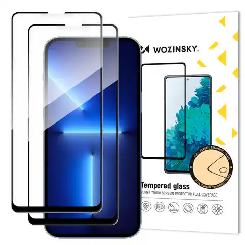 ⁨Wozinsky zestaw 2x super wytrzymałe szkło hartowane Full Glue na cały ekran z ramką Case Friendly iPhone 14 Plus / 13 Pro Max czarny⁩ w sklepie Wasserman.eu