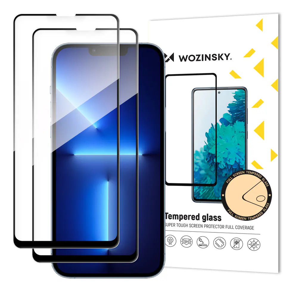 ⁨Wozinsky zestaw 2x super wytrzymałe szkło hartowane Full Glue na cały ekran z ramką Case Friendly iPhone 14 Plus / 13 Pro Max czarny⁩ w sklepie Wasserman.eu