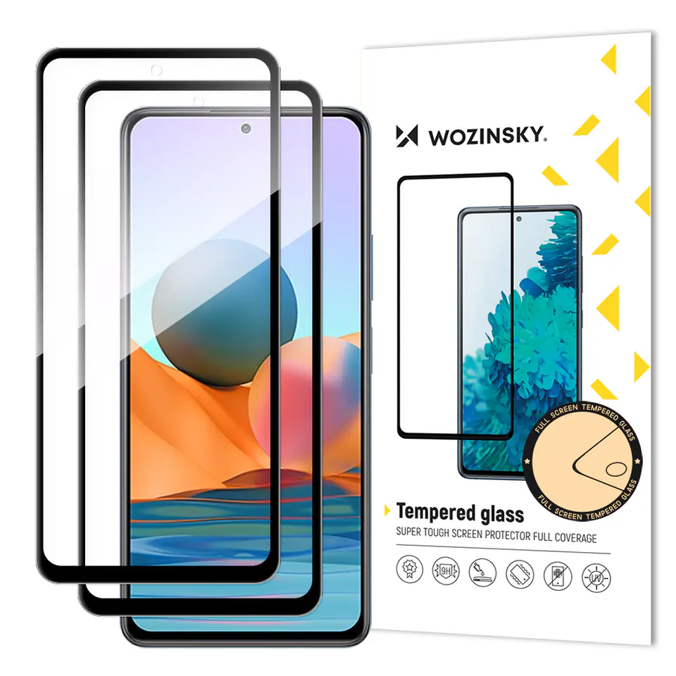 ⁨Wozinsky zestaw 2x super wytrzymałe szkło hartowane Full Glue na cały ekran z ramką Case Friendly Xiaomi Redmi Note 10 Pro czarny⁩ w sklepie Wasserman.eu