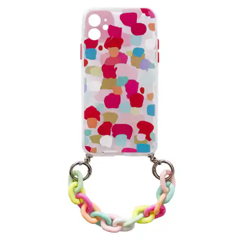 ⁨Color Chain Case żelowe elastyczne etui z łańcuchem łańcuszkiem zawieszką do iPhone XS / iPhone X wielokolorowy⁩ w sklepie Wasserman.eu