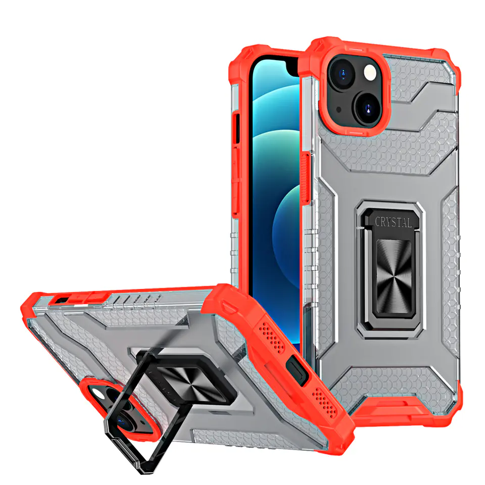 ⁨Crystal Ring Case pancerne hybrydowe etui pokrowiec + magnetyczny uchwyt iPhone 12 mini czerwony⁩ w sklepie Wasserman.eu