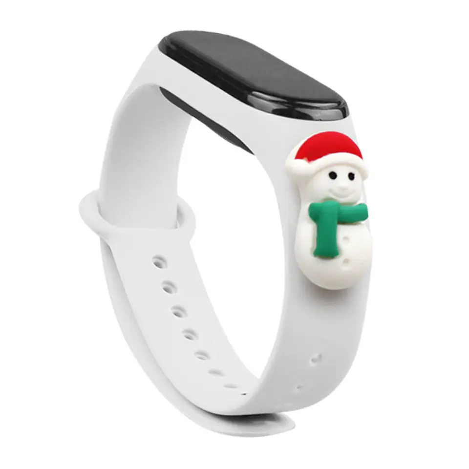 ⁨Strap Xmas opaska do Xiaomi Mi Band 4 / Mi Band 3 świąteczny silikonowy pasek bransoletka biały (bałwanek 1)⁩ w sklepie Wasserman.eu