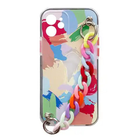 ⁨Color Chain Case żelowe elastyczne etui z łańcuchem łańcuszkiem zawieszką do iPhone 13 Pro wielokolorowy (4)⁩ w sklepie Wasserman.eu