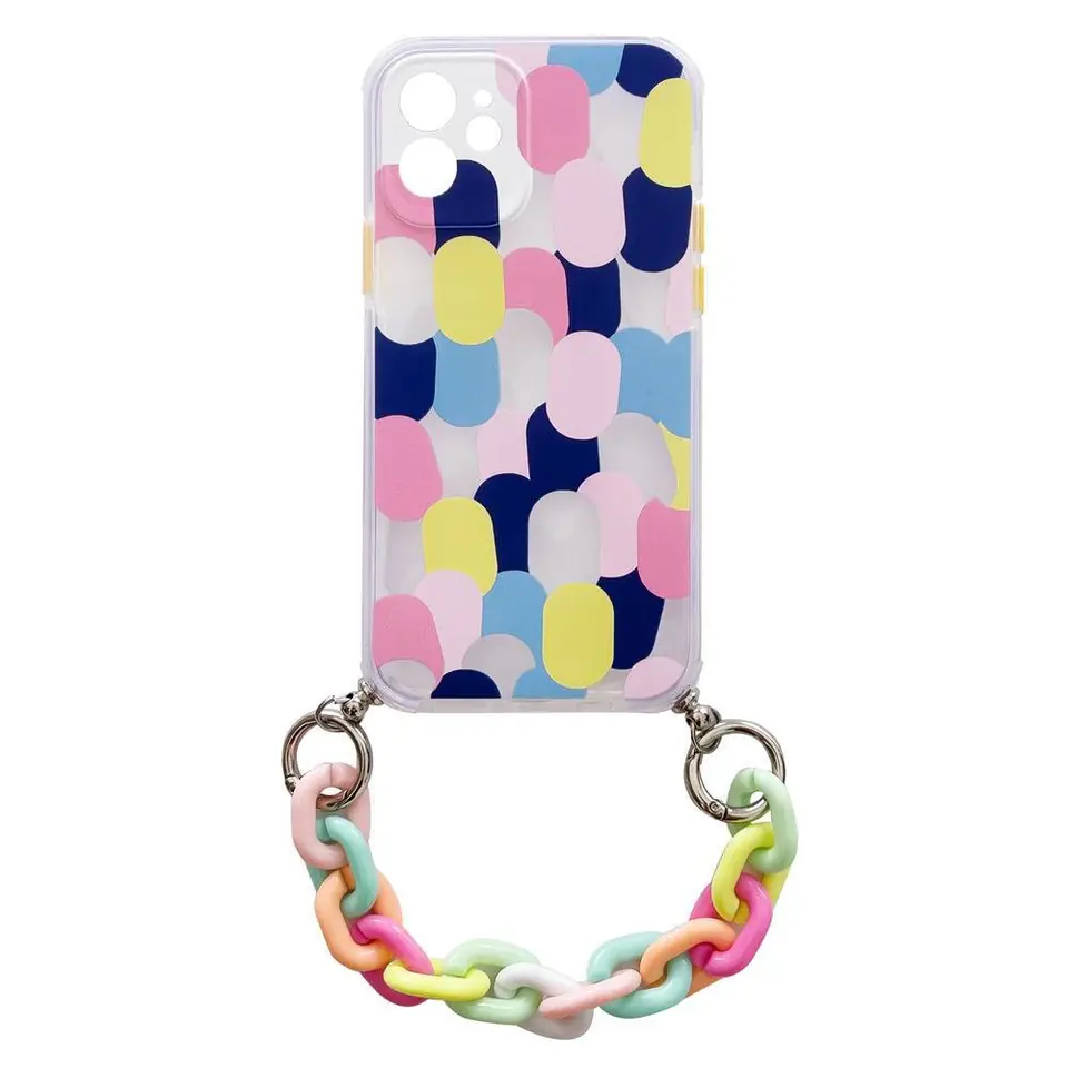 ⁨Color Chain Case żelowe elastyczne etui z łańcuchem łańcuszkiem zawieszką do Samsung Galaxy S21 Ultra 5G  wielokolorowy (1)⁩ w sklepie Wasserman.eu