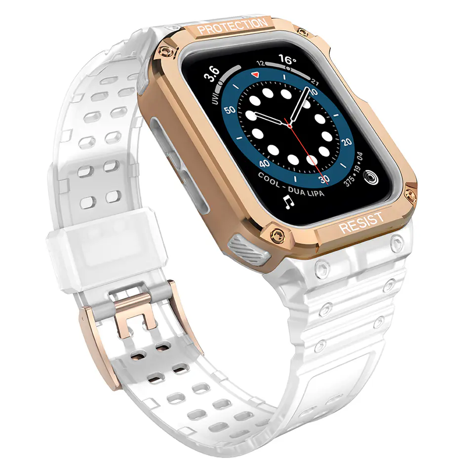 ⁨Protect Strap Band opaska z etui do Apple Watch 7 / 6 / 5 / 4 / 3 / 2 / SE (45 / 44 / 42mm) obudowa pancerny pokrowiec na zegarek różowy⁩ w sklepie Wasserman.eu