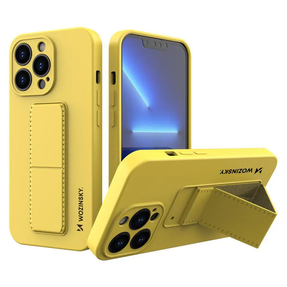 ⁨Silikonowe etui z podstawką iPhone 13 Kickstand Case żółte⁩ w sklepie Wasserman.eu
