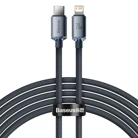 ⁨Baseus Crystal Shine Series kabel przewód USB do szybkiego ładowania i transferu danych USB Typ C - Lightning 20W 2m czarny (CAJY000301)⁩ w sklepie Wasserman.eu