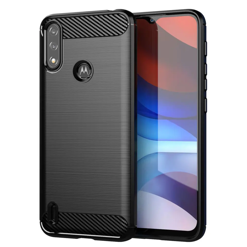 ⁨Carbon Case elastyczne etui pokrowiec Motorola Moto E7i Power czarny⁩ w sklepie Wasserman.eu