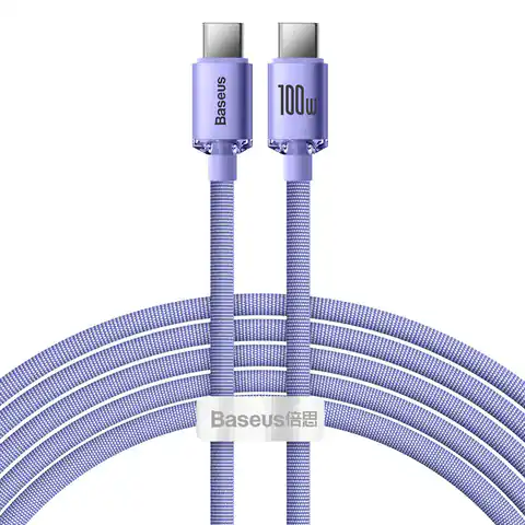 ⁨Baseus Crystal Shine Series kabel przewód USB do szybkiego ładowania i transferu danych USB Typ C - USB Typ C 100W 2m fioletowy (CAJY000705)⁩ w sklepie Wasserman.eu