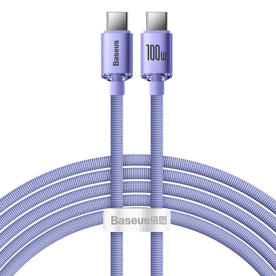 ⁨Baseus Crystal Shine USB-C to USB-C Cable, 100W, 2m (purple)⁩ at Wasserman.eu