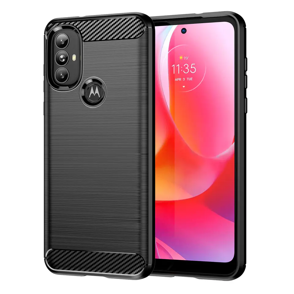 ⁨Carbon Case elastyczne etui pokrowiec Motorola Moto G Power 2022 czarny⁩ w sklepie Wasserman.eu