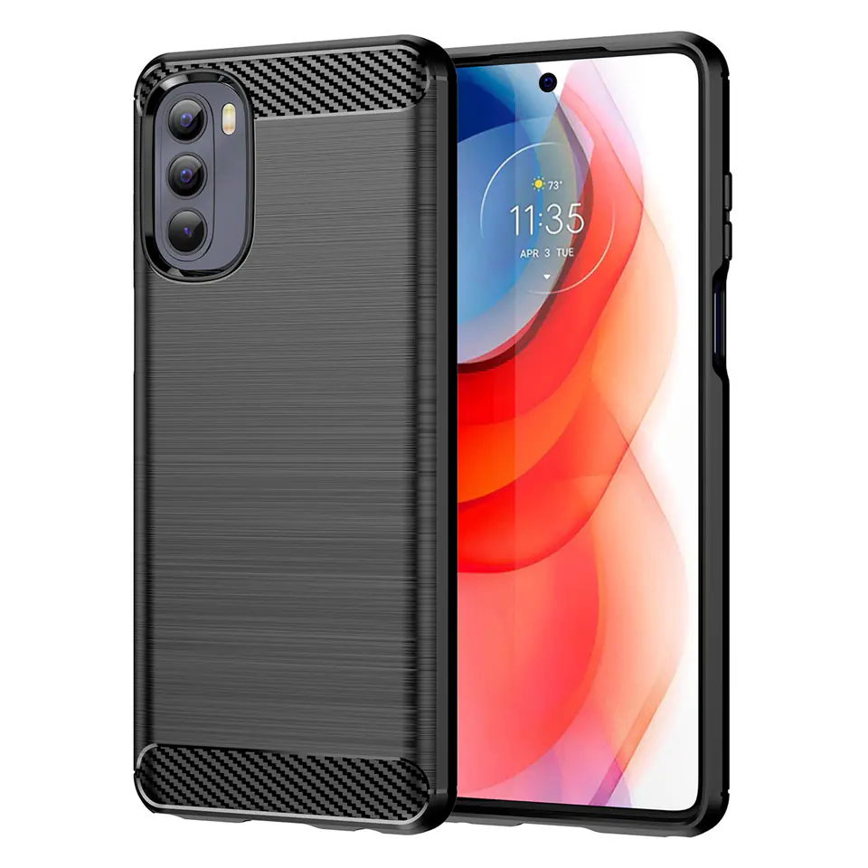 ⁨Carbon Case elastyczne etui pokrowiec Motorola Moto G Stylus 2022 czarny⁩ w sklepie Wasserman.eu