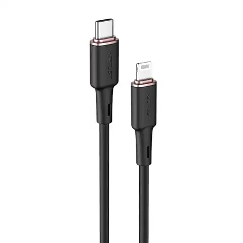 ⁨MFI USB-C Cable - Apple Lightning 3A 1.2m Fast Charging & Data Transfer Zinc Alloy Silicone Charging Data Cable (C2-01) black⁩ at Wasserman.eu