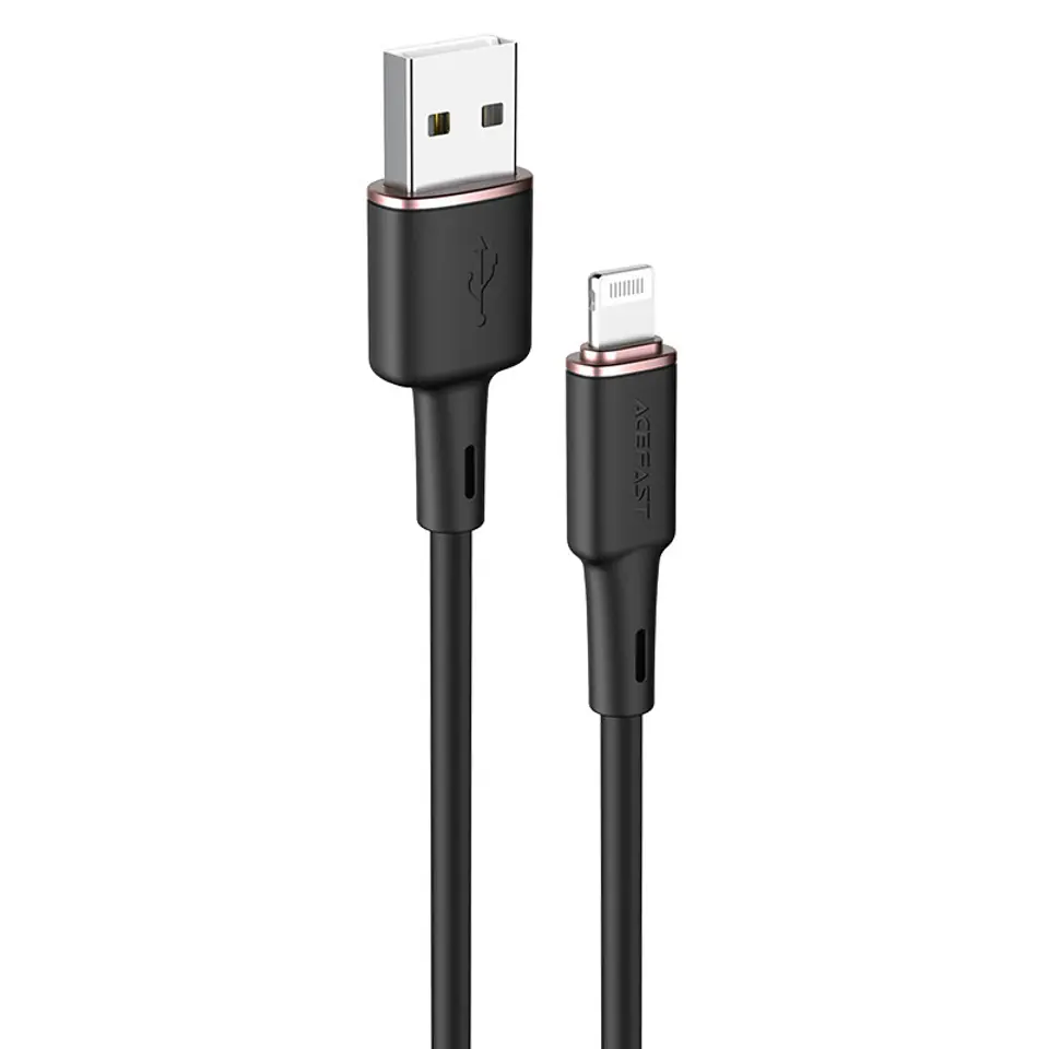 ⁨Kabel przewód do iPhone MFI USB - Lightning 2.4A 1.2m czarny⁩ w sklepie Wasserman.eu