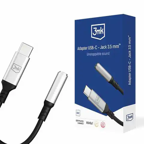 ⁨3MK Adapter USB-C - Jack 3,5 mm czarny/black⁩ w sklepie Wasserman.eu