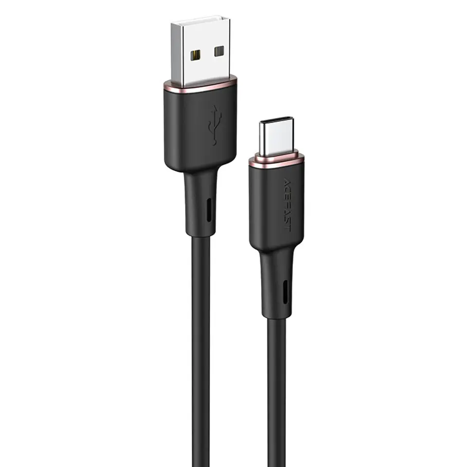 ⁨Kabel przewód USB - USB-C 3A 1.2m czarny⁩ w sklepie Wasserman.eu