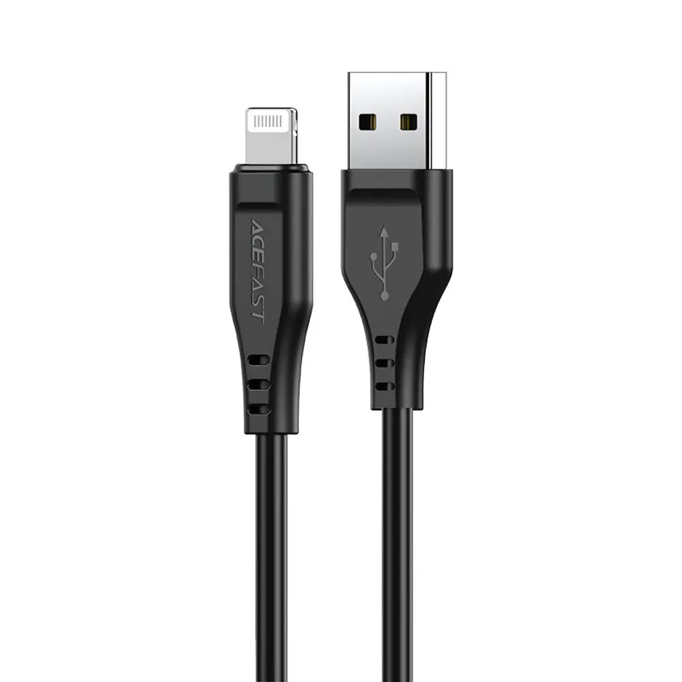 ⁨Kabel przewód do iPhone MFI USB - Lightning 2.4A 1.2m czarny⁩ w sklepie Wasserman.eu