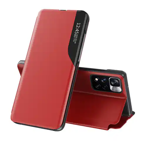 ⁨Eco Leather View Case elegancki futerał etui z klapką i funkcją podstawki Xiaomi Redmi Note 11T 5G / Redmi Note 11S 5G / Poco M4 Pro 5G czerwony⁩ w sklepie Wasserman.eu