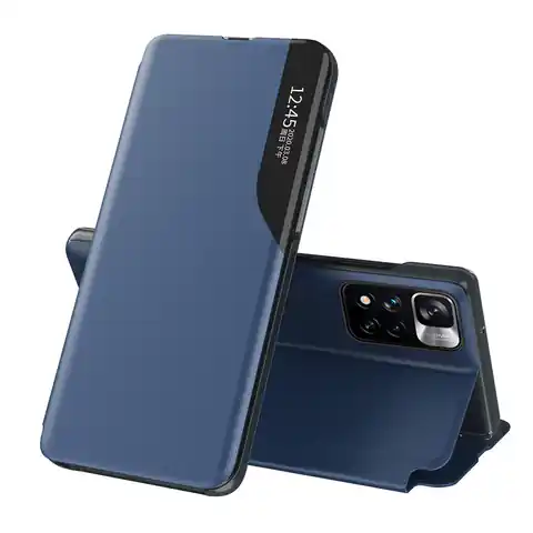 ⁨Eco Leather View Case elegancki futerał etui z klapką i funkcją podstawki Xiaomi Redmi Note 11 Pro+ 5G (China) / 11 Pro 5G (China) / Mi11i HyperCharge / Poco X4 NFC 5G niebieski⁩ w sklepie Wasserman.eu