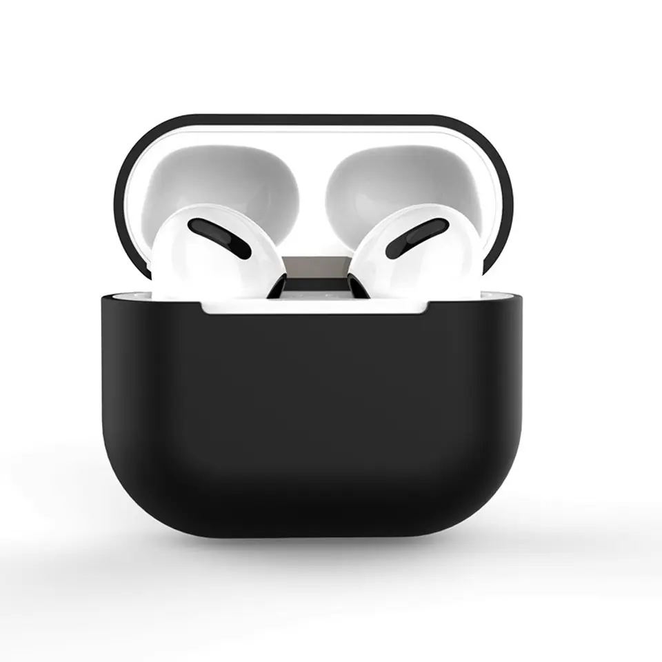 ⁨Etui do AirPods Pro silikonowy miękki pokrowiec na słuchawki czarny (case C)⁩ w sklepie Wasserman.eu