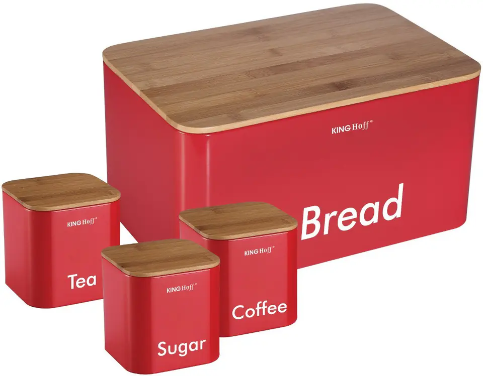 ⁨KINGHOFF STEEL BREAD BOX + 3 CONTAINERS KH-1085⁩ at Wasserman.eu