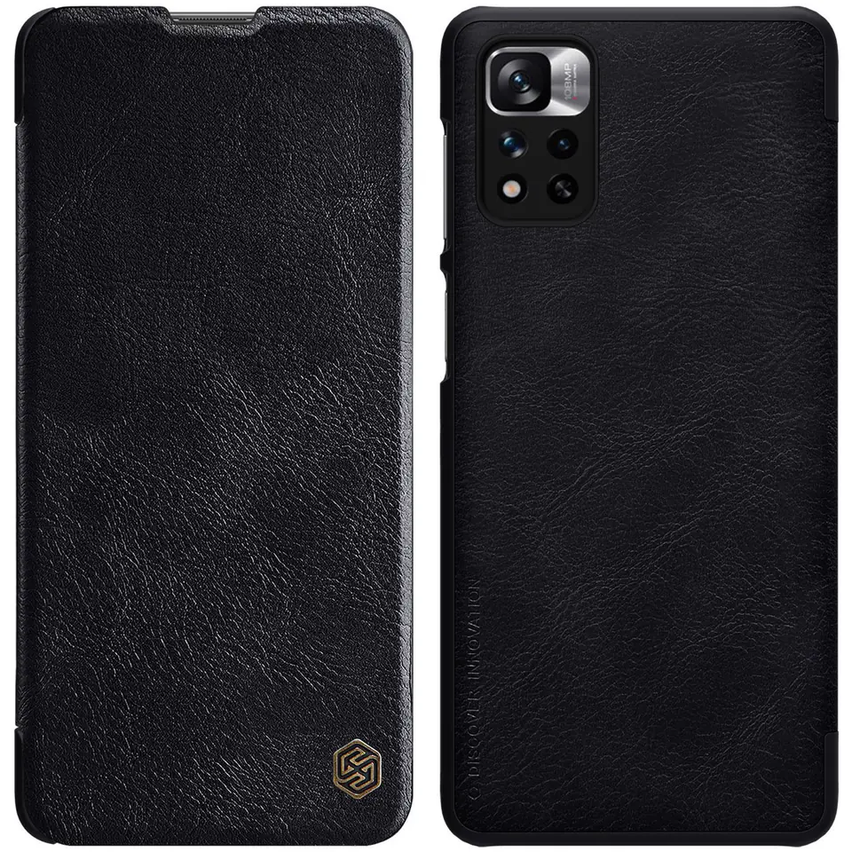 ⁨Nillkin Qin Case etui do Xiaomi Redmi Note 11 Pro+ (China) / Redmi Note 11 Pro (China) / Mi11i HyperCharge osłona na aparat kabura pokrowiec obudowa z klapką czarny⁩ w sklepie Wasserman.eu