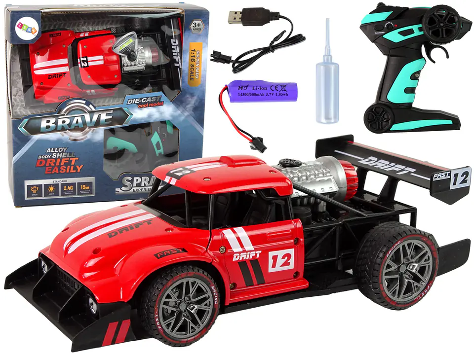 ⁨Auto Zdalnie Sterowane Sportowe R/C 1:16 Czerwone Para Wodna⁩ w sklepie Wasserman.eu