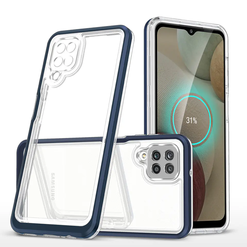 ⁨Clear 3in1 etui do Samsung Galaxy A12 5G żelowy pokrowiec z ramką niebieski⁩ w sklepie Wasserman.eu