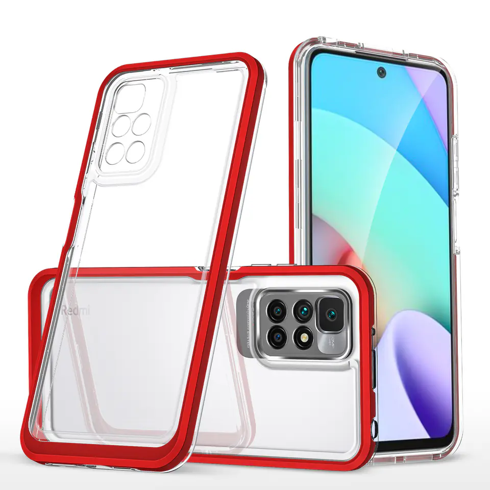 ⁨Clear 3in1 etui do Xiaomi Redmi 10 żelowy pokrowiec z ramką czerwony⁩ w sklepie Wasserman.eu