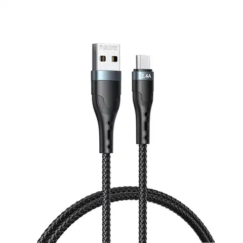 ⁨Remax kabel USB - micro USB do ładowania i transmisji danych 2,4A 1m czarny (RC-C006)⁩ w sklepie Wasserman.eu