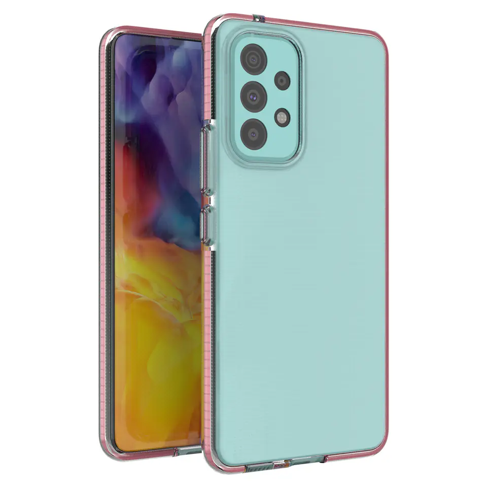 ⁨Spring Case pokrowiec żelowe etui z kolorową ramką do Samsung Galaxy A73 jasnoróżowy⁩ w sklepie Wasserman.eu