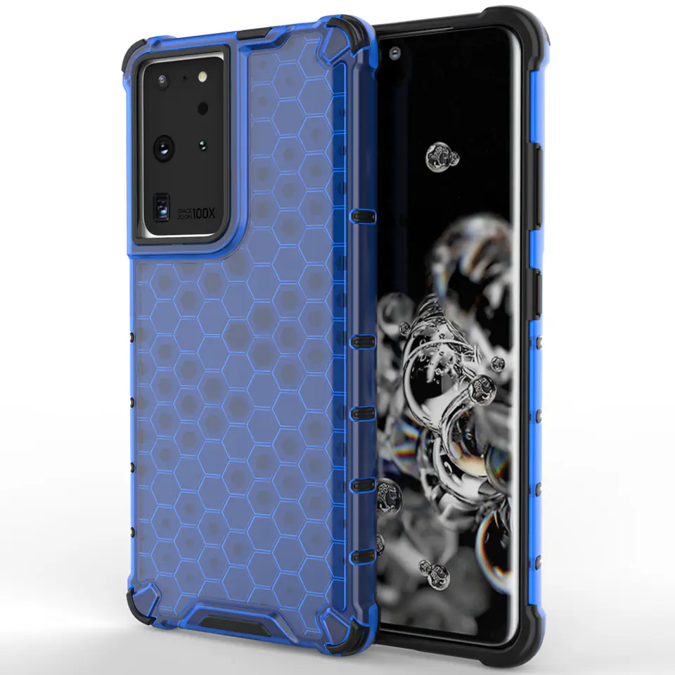 ⁨Honeycomb etui pancerny pokrowiec z żelową ramką Samsung Galaxy S22 Ultra niebieski⁩ w sklepie Wasserman.eu