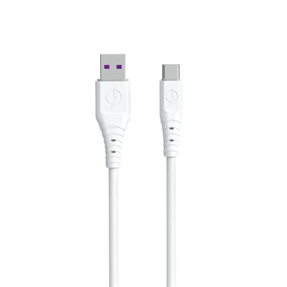 ⁨Kabel przewód elastyczny USB - USB-C 6A 1m biały⁩ w sklepie Wasserman.eu