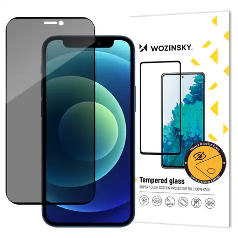 ⁨Wozinsky Privacy Glass szkło hartowane do iPhone 12 Pro / iPhone 12 z filtrem Anti Spy prywatyzujące⁩ w sklepie Wasserman.eu