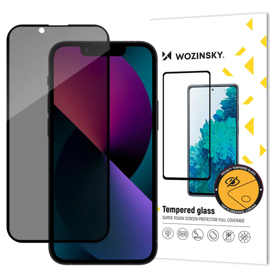 ⁨Wozinsky Privacy Glass szkło hartowane do iPhone 14 / 13 / 13 Pro z filtrem Anti Spy prywatyzujące⁩ w sklepie Wasserman.eu