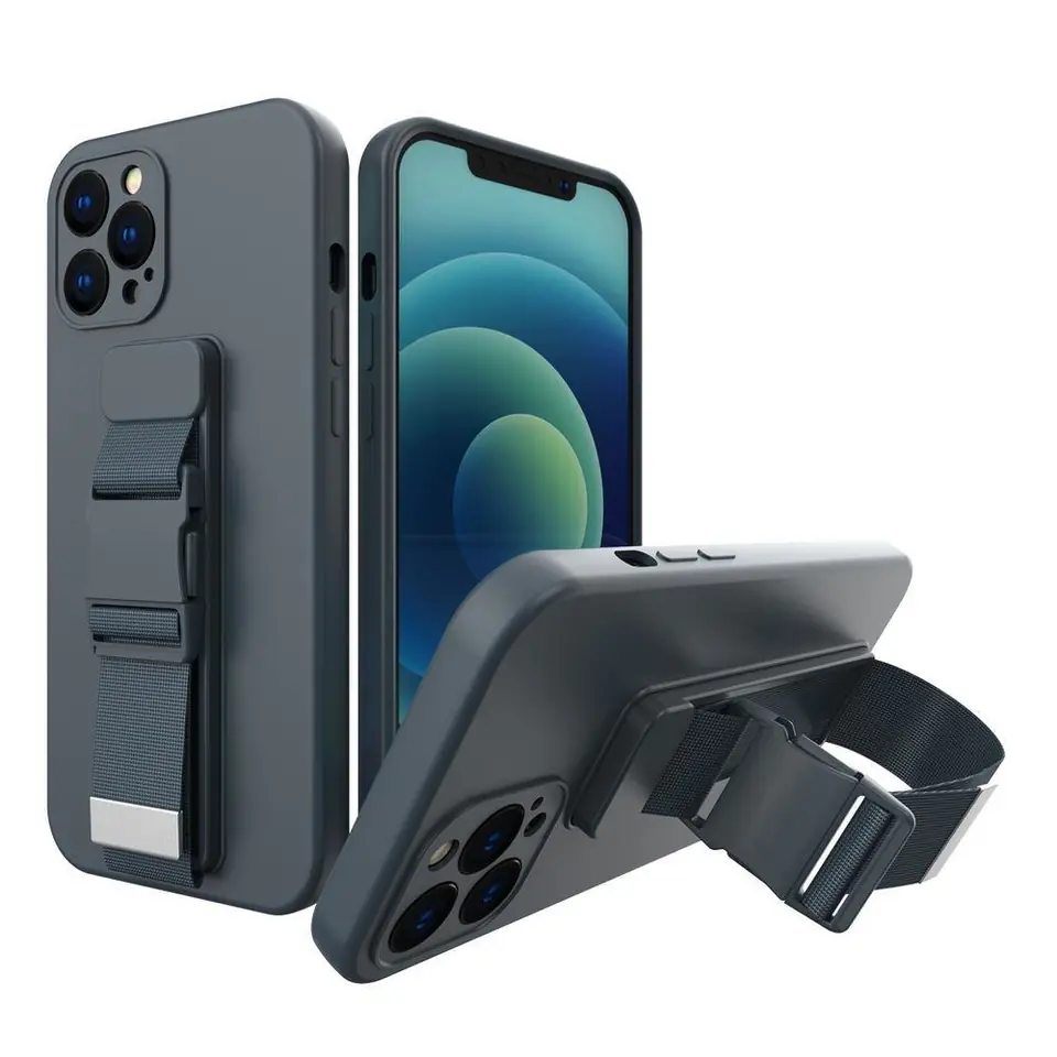 ⁨Rope Case silikonowe etui ze smyczą torebka smycz pasek do Xiaomi Redmi 10 granatowy⁩ w sklepie Wasserman.eu