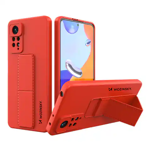 ⁨Wozinsky Kickstand Case silikonowe etui z podstawką etui Xiaomi Redmi Note 11 Pro czerwone⁩ w sklepie Wasserman.eu