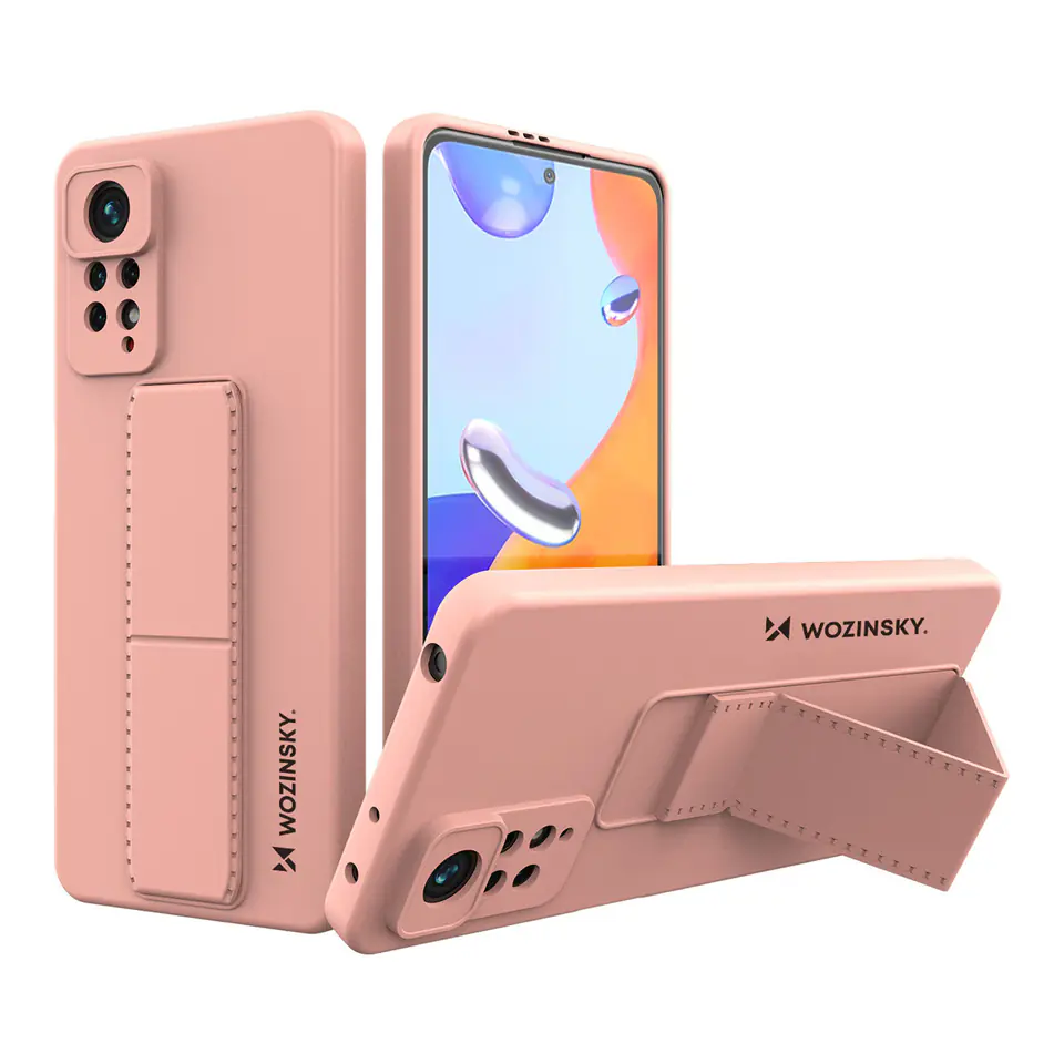 ⁨Wozinsky Kickstand Case silikonowe etui z podstawką etui Xiaomi Redmi Note 11 Pro różowe⁩ w sklepie Wasserman.eu