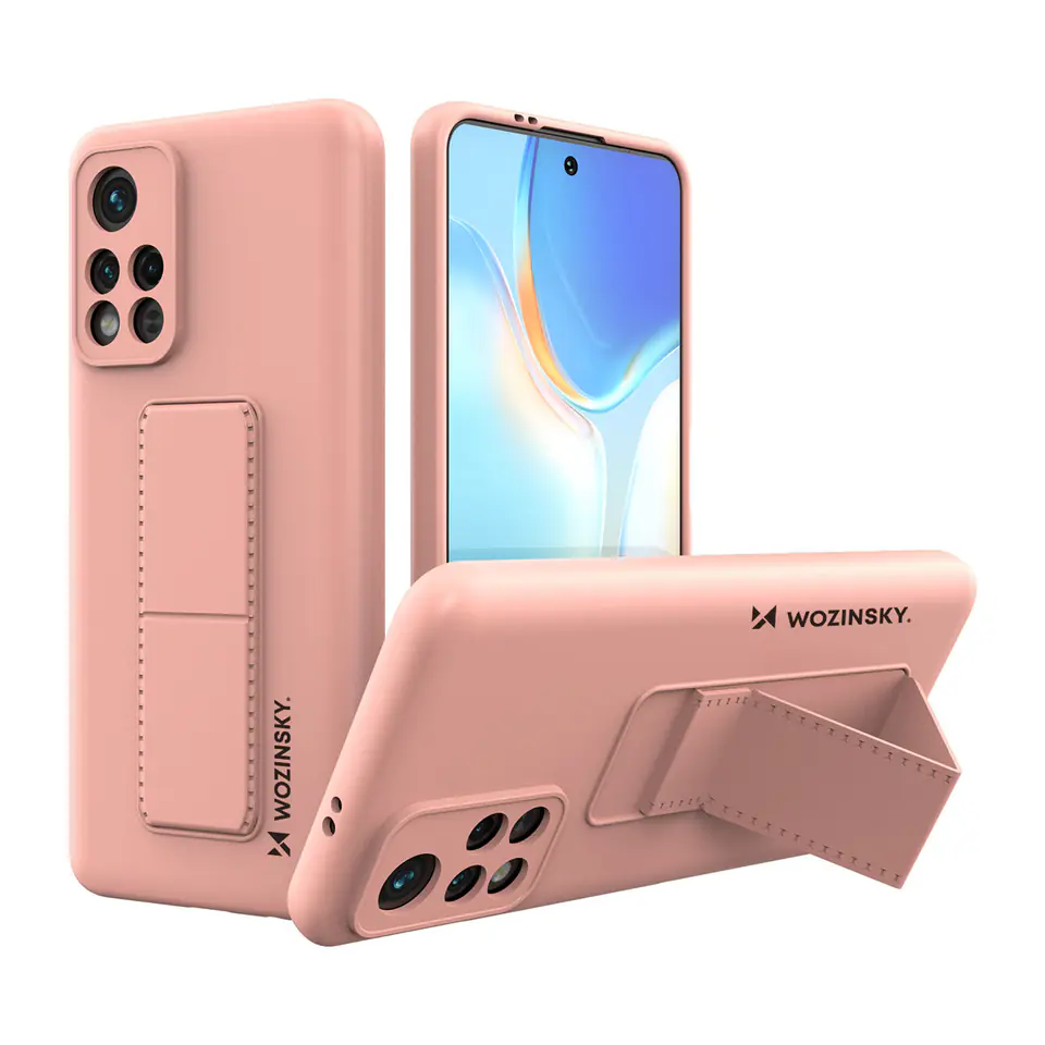 ⁨Wozinsky Kickstand Case silikonowe etui z podstawką etui Xiaomi Poco M4 Pro 5G różowe⁩ w sklepie Wasserman.eu