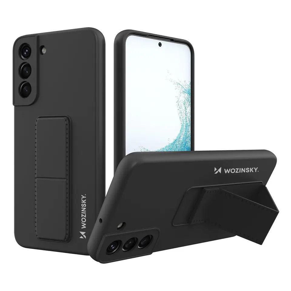 ⁨Wozinsky Kickstand Case silikonowe etui z podstawką etui Samsung Galaxy S22+ czarne⁩ w sklepie Wasserman.eu