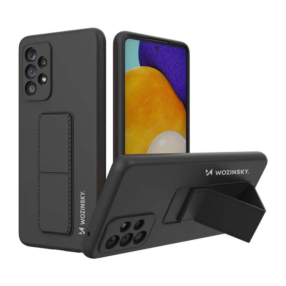 ⁨Wozinsky Kickstand Case silikonowe etui z podstawką etui Samsung Galaxy A73 czarne⁩ w sklepie Wasserman.eu