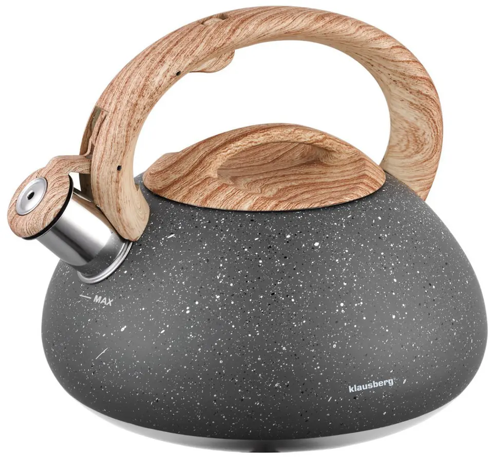 ⁨KETTLE WITH WHISTLE 2,7L KLAUSBERG KB-7250 GRANIT WOOD⁩ at Wasserman.eu