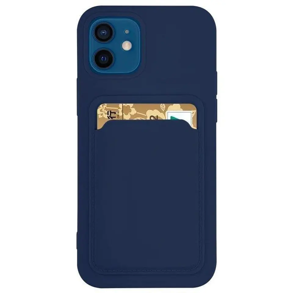 ⁨Card Case silikonowe etui portfel z kieszonką na kartę dokumenty do Samsung Galaxy A73 granatowy⁩ w sklepie Wasserman.eu